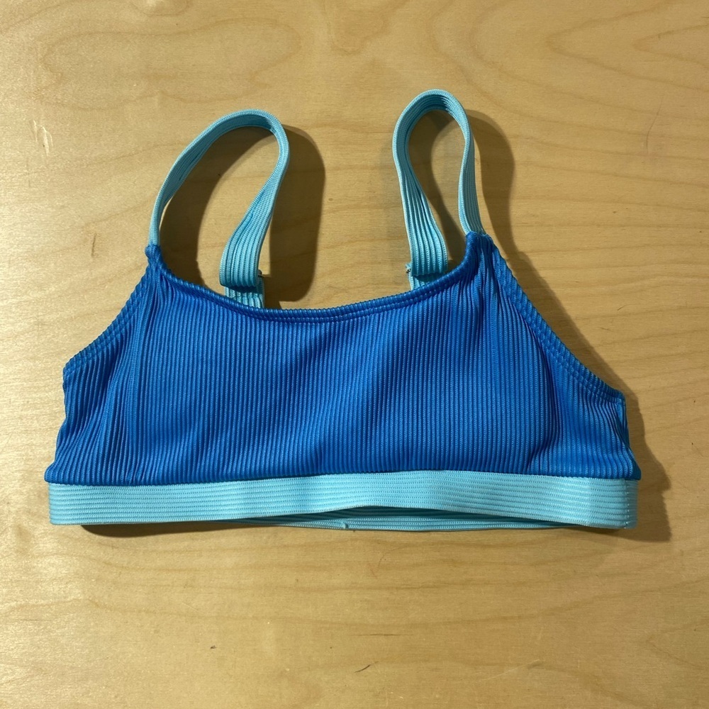 Blue Ribbed Women's Swim Top Large (MS)